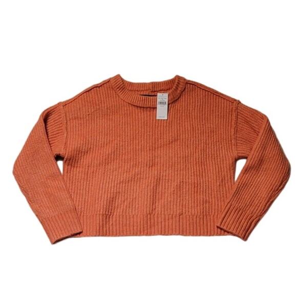 NWT American Eagle Snowdrift Sweater Coral Wool Blend Chunky Boxy Cropped - XS - Picture 1 of 6